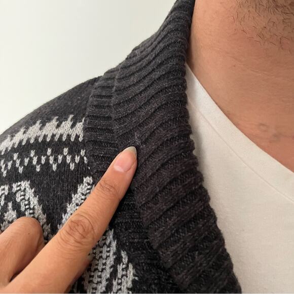 Urban Pipeline Knit Cardigan Dark Gray White Sz Large Fair Isle Cabincore - Picture 4 of 11